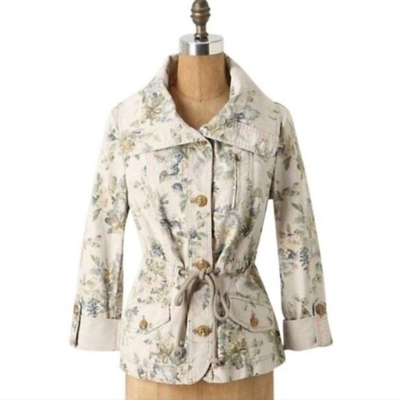 DAUGHTERS OF THE LIBERATION ANTHROPOLOGIE Lyonia Floral Utility Jacket Cargo - Picture 3 of 9